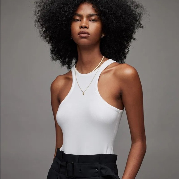 All Saints Tops - All saints off white ribbed Norma bodysuit